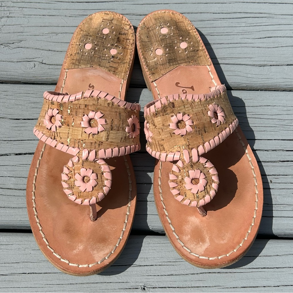 Cork Jack Rogers with Pink Whipstitch